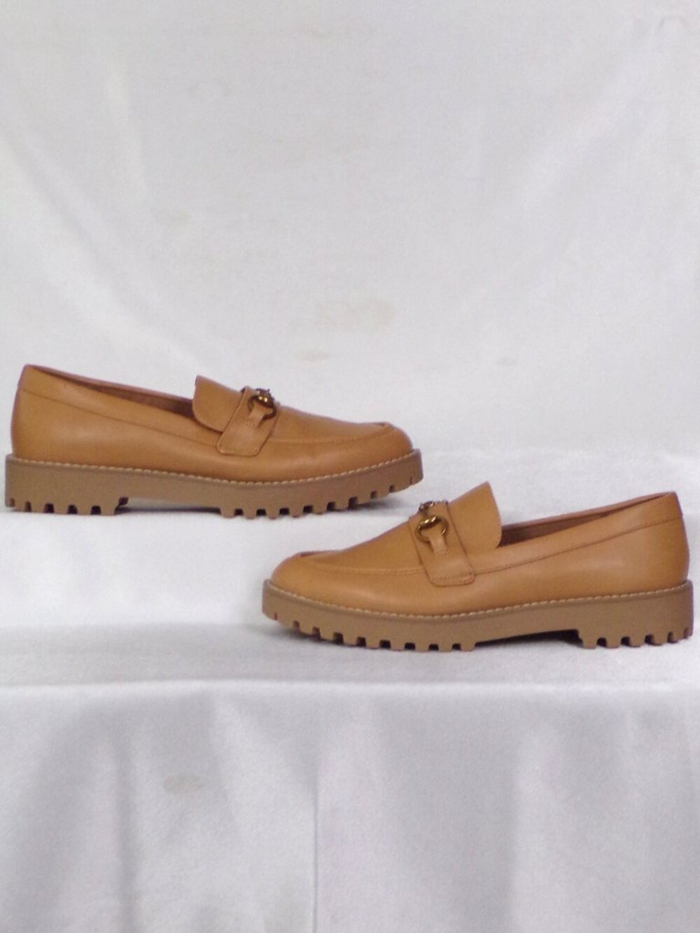 A NEW DAY size 7.5 caramel lugsole horsebit loafers all synthetic materials
